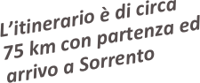 L’itinerario è di circa 75 km con partenza ed arrivo a Sorrento